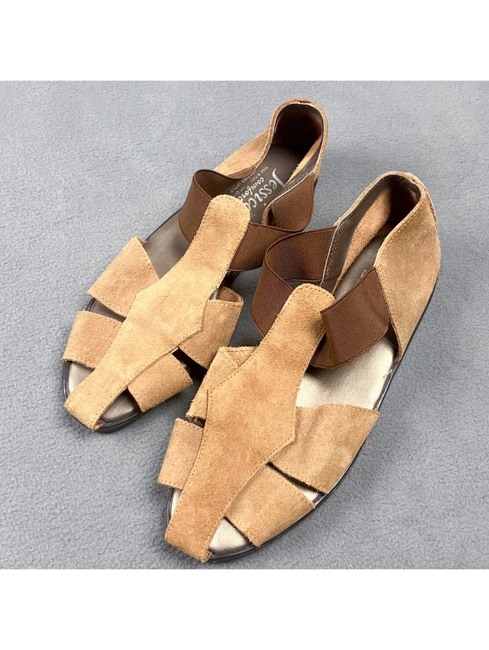 Vintage Women's Tan Suede Slip On Fishermen Sandals by Jessica
